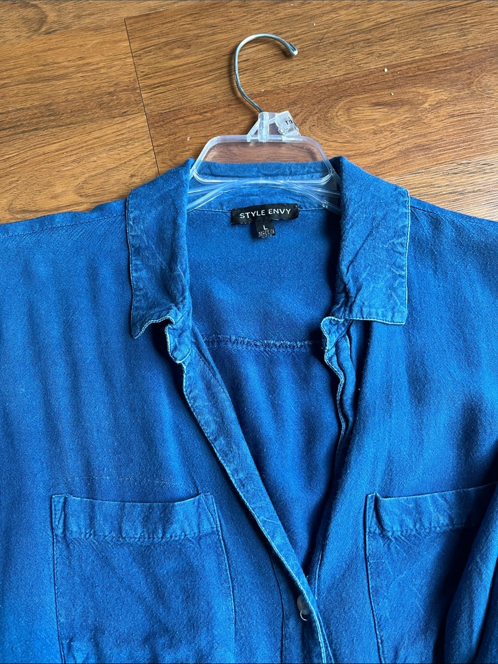 Long blue Button down rayon Shirt boho